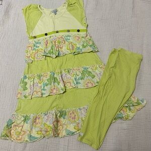 Floral Ruffle Lime Dress Set